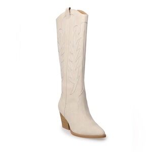 LC Lauren Conrad Women’s Knee-High Western Boot - Cream Size 9.5